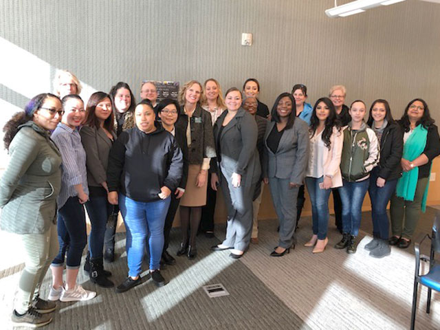 Highline College student group with Washington State Supreme Court Justice Debra Stephens